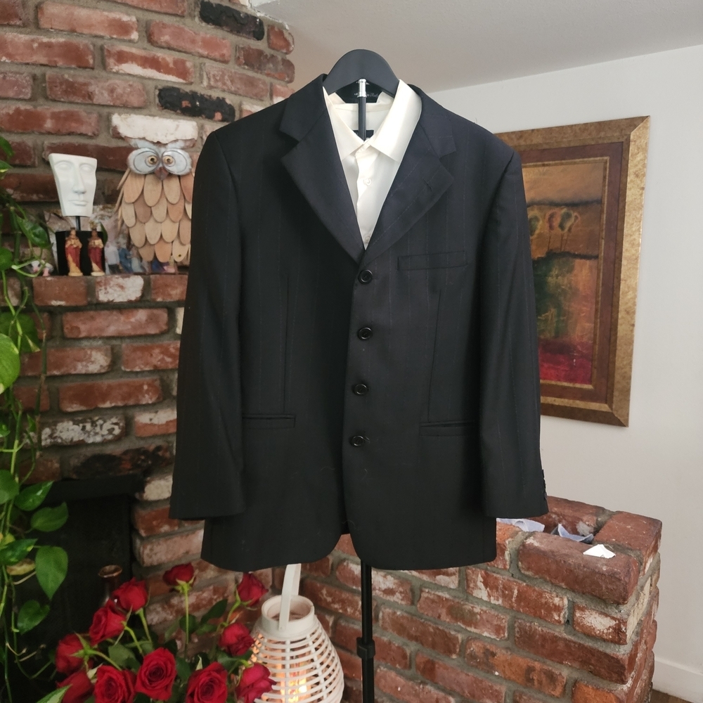 Versace V2 Vintage Black Wool Blazer Made in Italy 90s